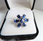 Sterling Silver 4 carat Sapphire Ring 'NEW' with Gift Pouch