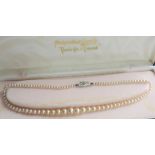 Vintage Single Row Pompadour Pearl Necklace in Original Box