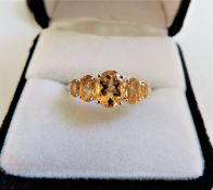 Sterling Silver 2 carat Citrine Ring NEW with Gift Pouch