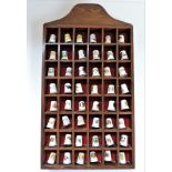 48 Bone China Thimbles in Wood Display Case