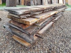 9x Hardwood Timber Sawn Seasoned English Oak Waney Edge Boards/ Planks