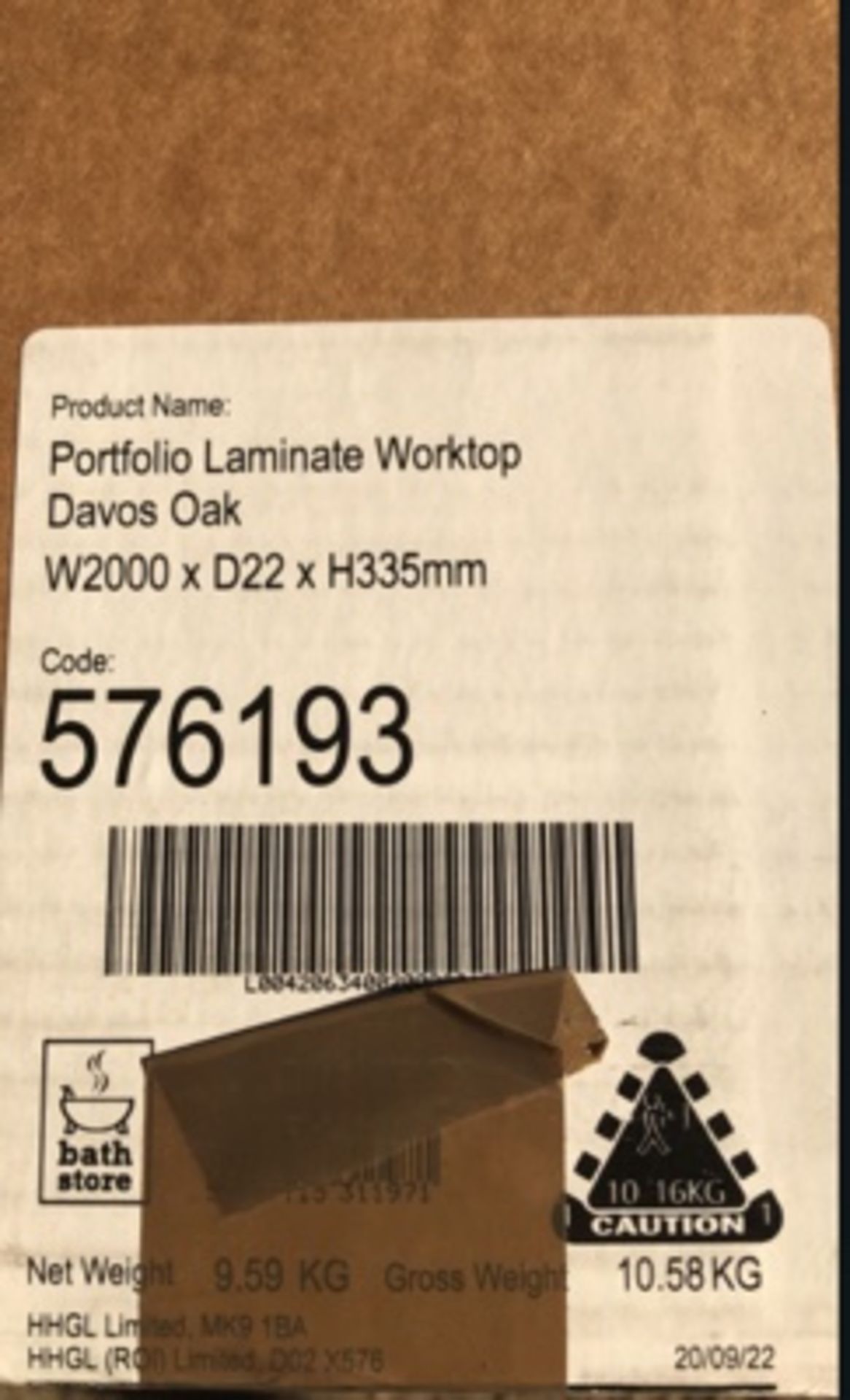 New in Box Bathstore Portfolio Laminate Worktop Davos Oak W2000 x D22 x H335mm **NO VAT** - Image 2 of 2