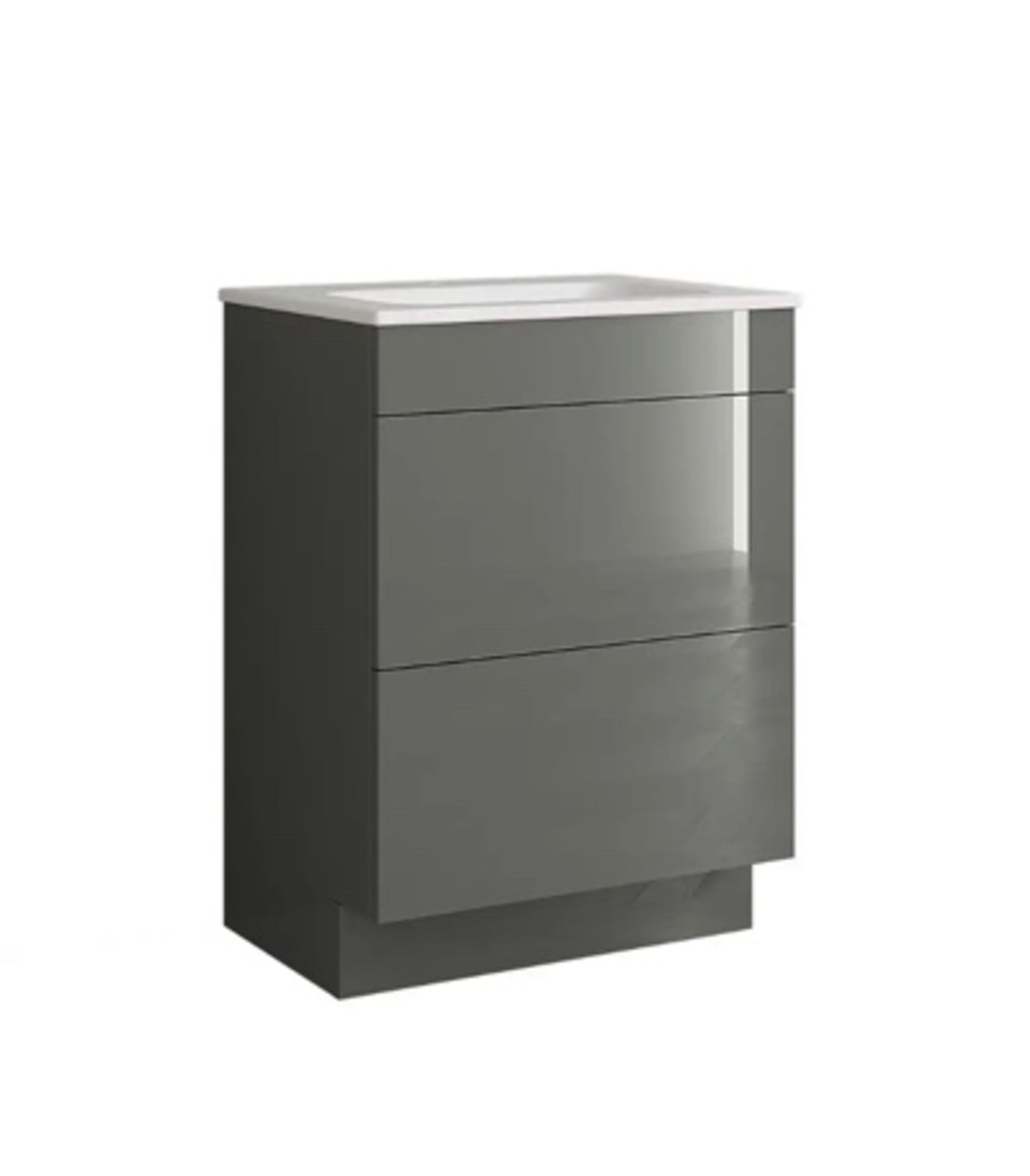 New in Box House Beautiful ele-ment(s) 600mm Floorstanding Vanity Unit - Gloss Grey RRP £272 NO V...