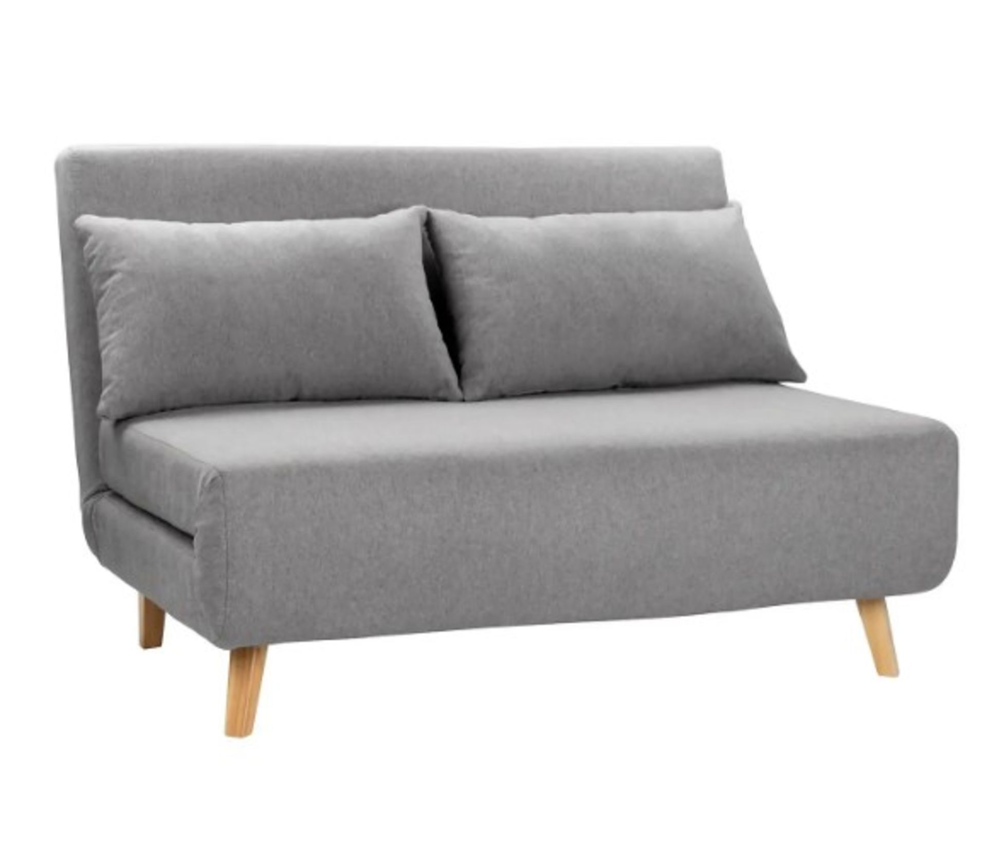 (P) Freya Brushed Sofa Bed Grey With 2x Cushion. Sofa : (H)80 x (W)122 x (D)92cm. Bed : (H)27.7 x ( - Image 2 of 8