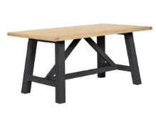 (P) RRP £445. Ashstead 6 Person Dining Table Oak & Charcoal. (H75x W160x D90cm).