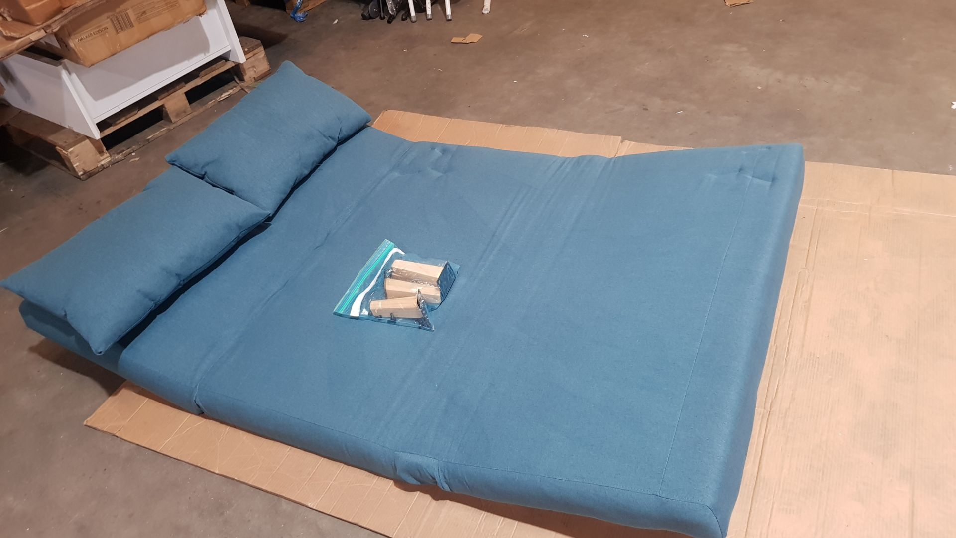 (1D) RRP £295. Freya Folding Sofa Bed Peacock With Two Cushions. Sofa: (H80x W122x D92cm). Bed: (H2 - Image 15 of 15