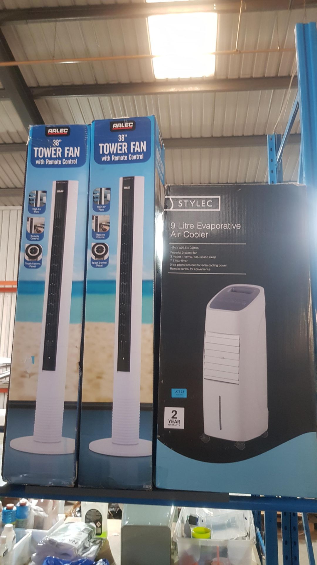 (2A) 3x Air Cooler Items. 1x Stylec 9 Litre Evaporative Air Cooler RRP £115. 2x Arlec 38” Tower Fan - Image 6 of 6