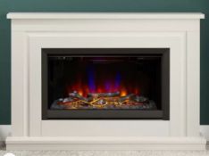 (R3) RRP £1,100. Bamorden 48 inch Wellbank Electric Fire Suite In Timber Matt Cashmere With Anthrec