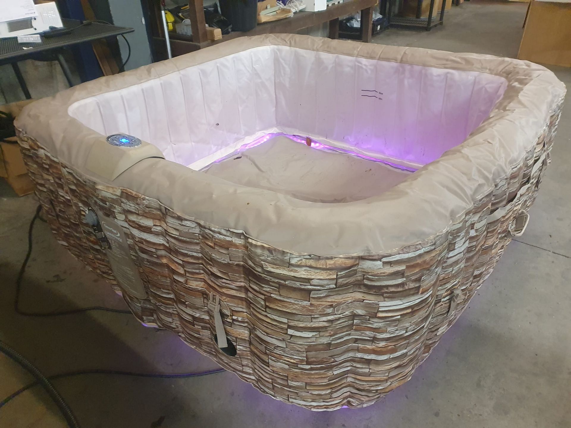 (R9) RRP £500. Cleverspa Sorrento 6 Person Square Hot Tub With LED Lights. LED Lights Seen Working. - Image 8 of 8