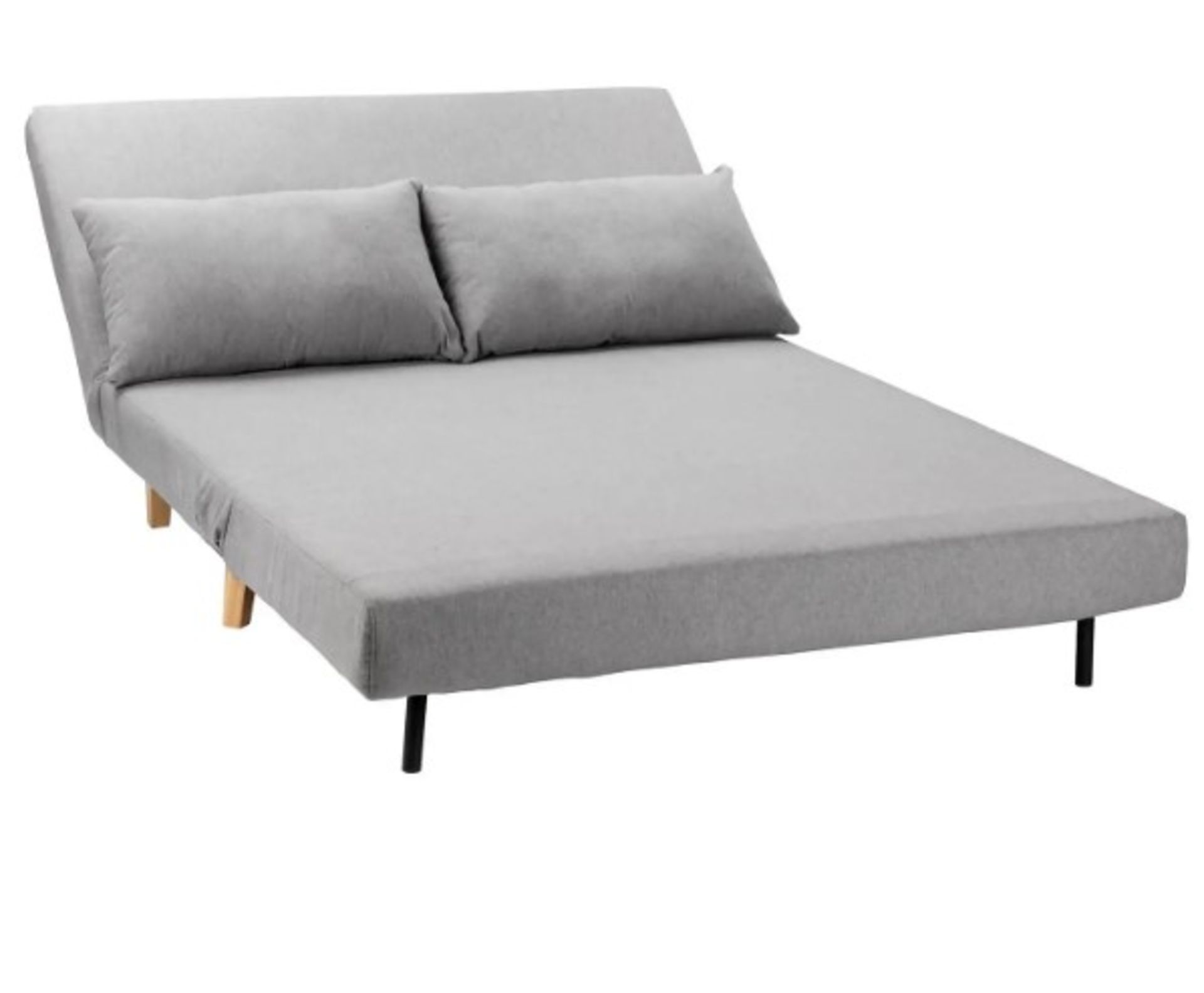 (P) Freya Brushed Sofa Bed Grey With 2x Cushion. Sofa : (H)80 x (W)122 x (D)92cm. Bed : (H)27.7 x ( - Image 4 of 8