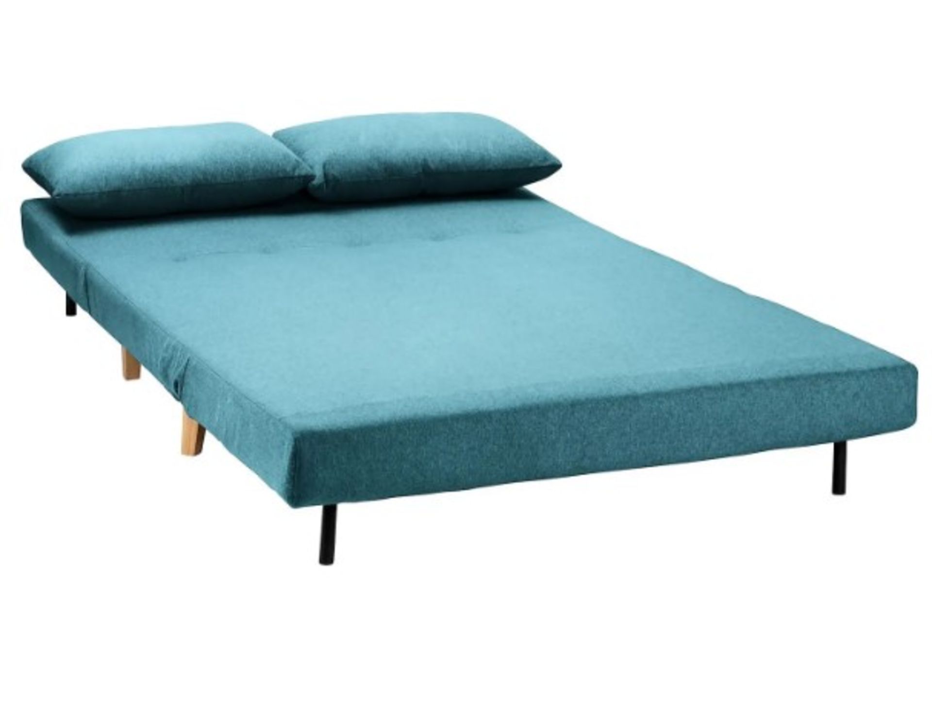 (1D) RRP £295. Freya Folding Sofa Bed Peacock With Two Cushions. Sofa: (H80x W122x D92cm). Bed: (H2 - Image 5 of 15