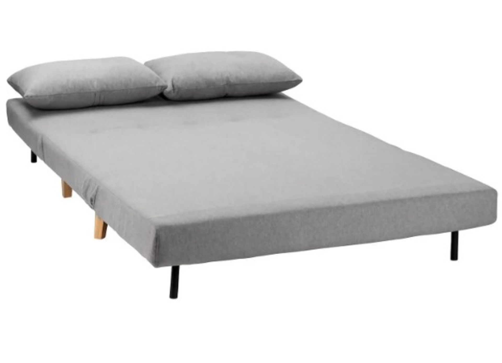 (P) Freya Brushed Sofa Bed Grey With 2x Cushion. Sofa : (H)80 x (W)122 x (D)92cm. Bed : (H)27.7 x ( - Image 5 of 8