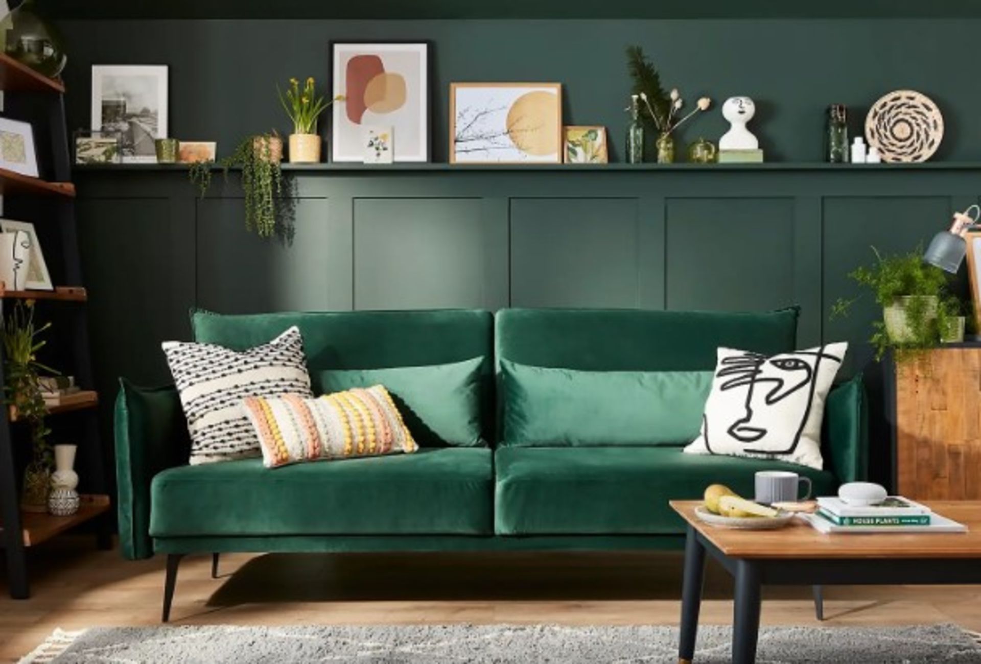 (P) RRP £550. Sutton Sofa Bed Emerald. Dimensions: (Sofa-H88x W208x D86cm, Bed-H45x W115x D188cm).