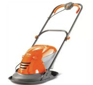 (1E). Lot RRP £195. 2x Flymo Items. 1x Hover Vac 250 RRP £110. 1x Flymo SimpliMow 300 RRP £85.