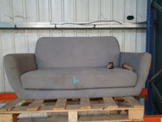 (R3 Racking) Grey 2 Seater Sofa. 2 Legs Seen