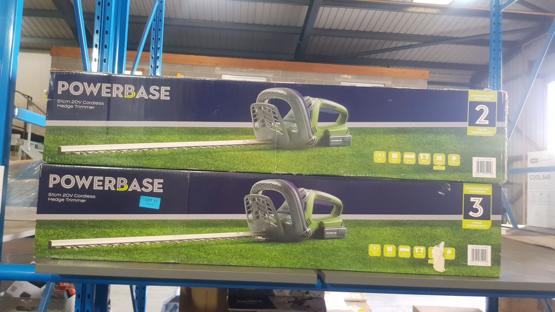 (1E). Lot RRP £138. 2x Powerbase 51cm 20V Cordless Hedge Trimmer RRP £69 Each. (Both Units Have Bat - Image 4 of 4