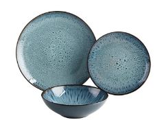 (9B) Approx 47x Dinner Set Items. To Include Stoneware Reactive Glaze Blue & Green. Stoneware Speck