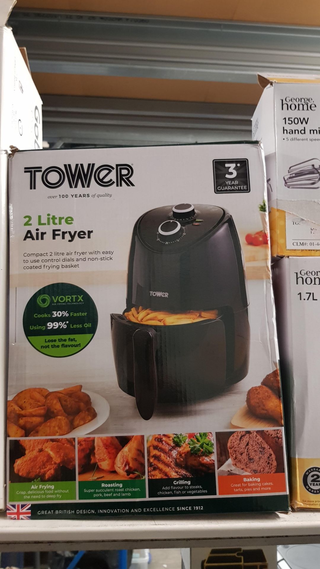 (10J) 8x Items. 1x Tower 2L Air Fryer Black RRP £50. 1x Goblin Essentials Handheld Wet & Dry Vacuum - Image 5 of 9