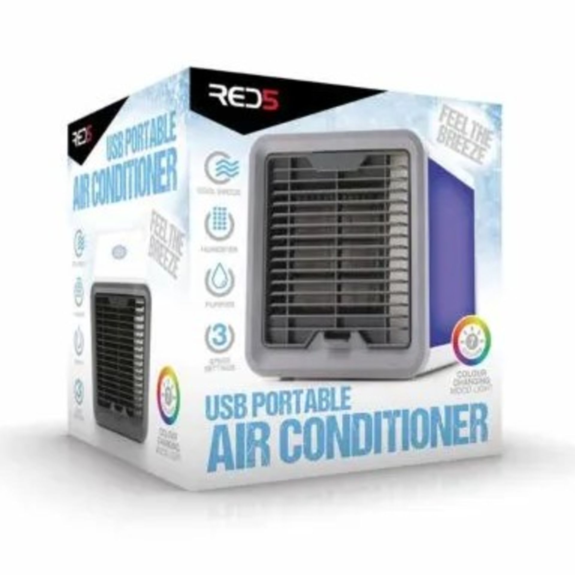 (6D) Lot RRP £240. 12x Red5 USB Portable Air Cooler Colour Changing. (All Units Have Return To Manu