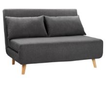 (P) RRP £295. Freya Brushed Sofa Bed Charcoal. (With 2x Cushion & Leg Set). Sofa : (H)80 x (W)122