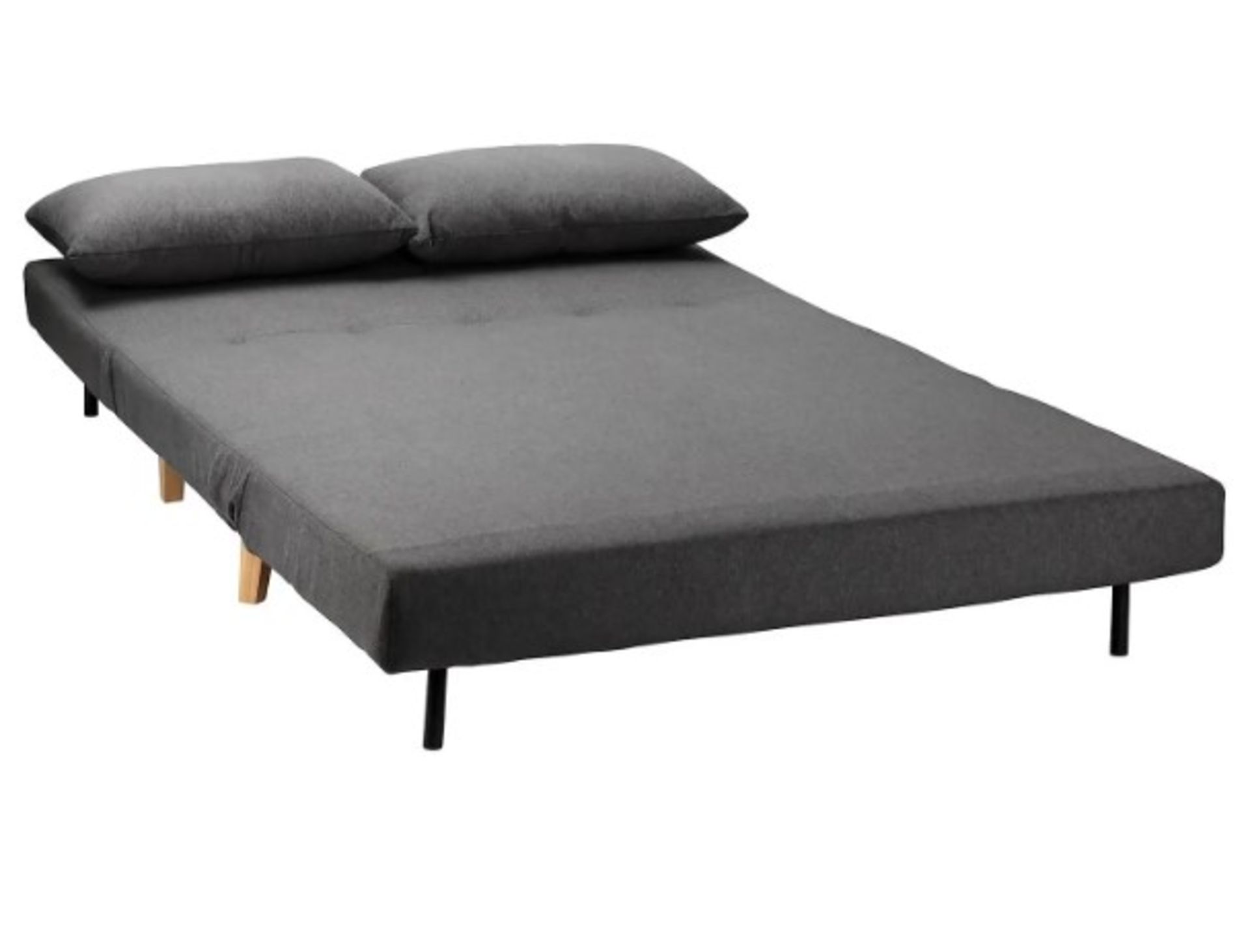 (P) RRP £295. Freya Brushed Sofa Bed Charcoal. (With 2x Cushion & Leg Set). Sofa : (H)80 x (W)122 - Image 5 of 9