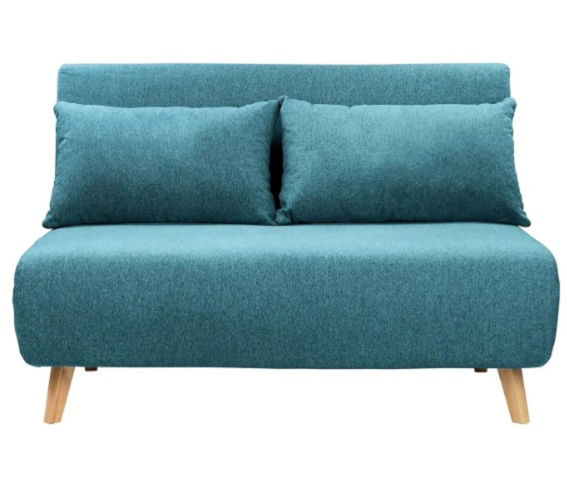 (1D) RRP £295. Freya Folding Sofa Bed Peacock With Two Cushions. Sofa: (H80x W122x D92cm). Bed: (H2 - Image 2 of 15