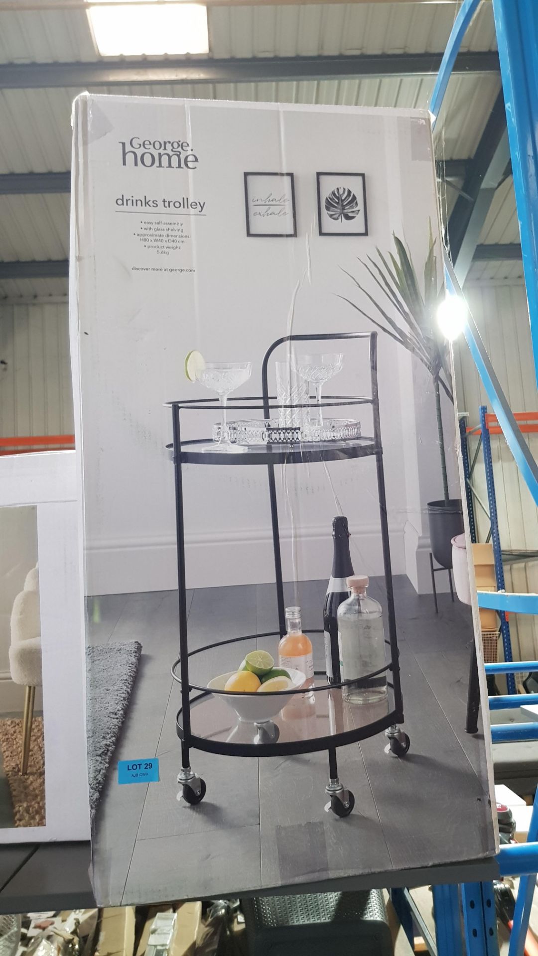 (2B) Lot RRP £100. 4x Items. 1x Drinks Trolley Black RRP £30. 2x Side Table RRP £25 Each (1x Marble - Image 5 of 8