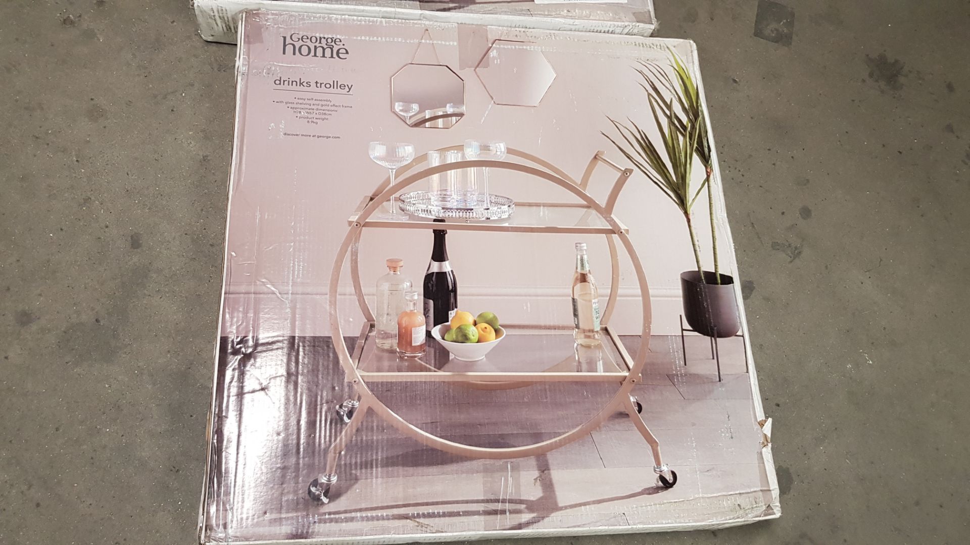 (5A) Lot RRP £120. 4x Items. 2x Drinks Trolley Gold Boxed (H78x W67x D38cm). 1x Drinks Trolley Gold - Image 7 of 8