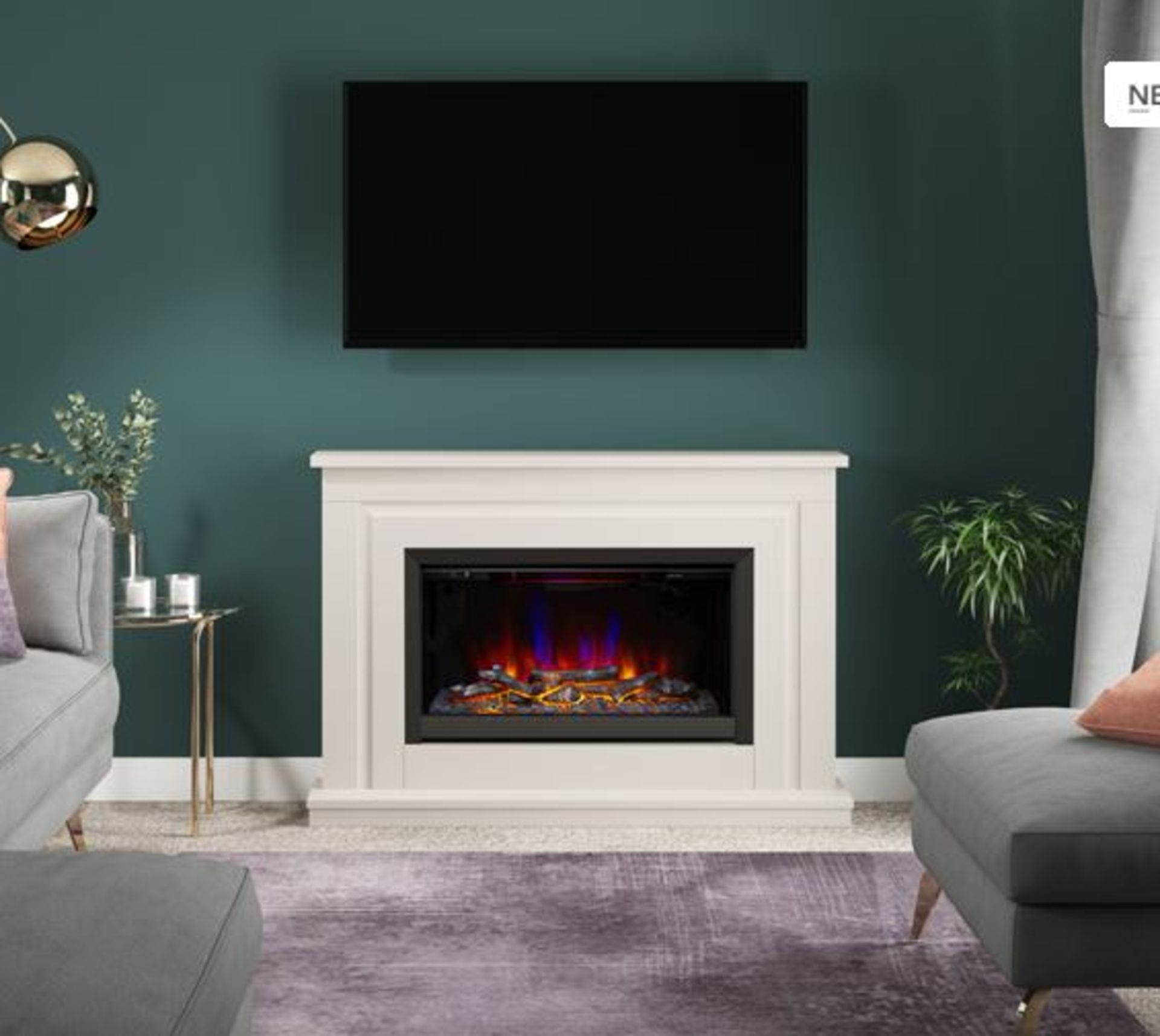 (R3) RRP £1,100. Bamorden 48 inch Wellbank Electric Fire Suite In Timber Matt Cashmere With Anthrec - Image 3 of 8