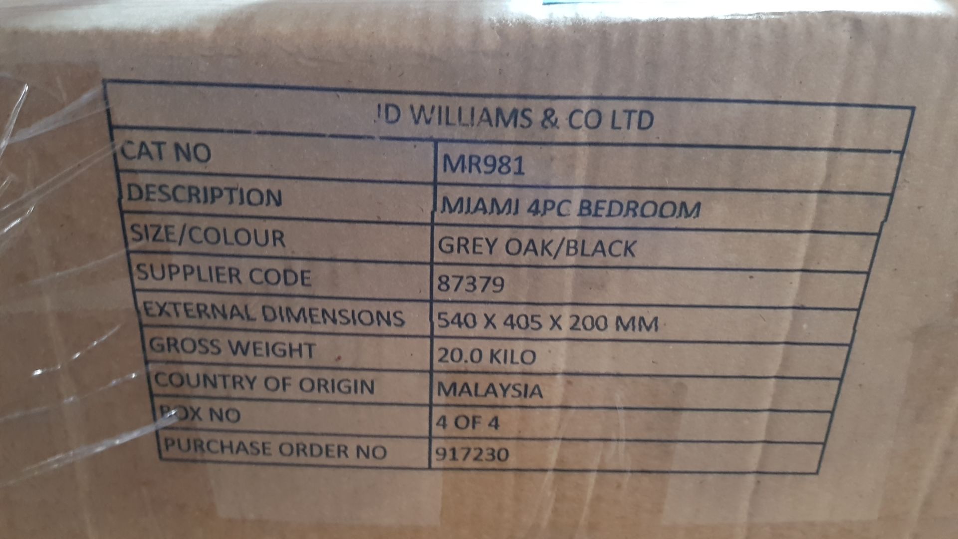 (2A) RRP £280. Miami 4 Piece Bedroom Package Grey Oak/Black. Bedside Table (H46.5x W45x D35.3cm). D - Image 4 of 4