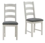 (2A) RRP £195. Norbury Grey Set Of 2 Dining Chairs. (H103x W44x D49cm).