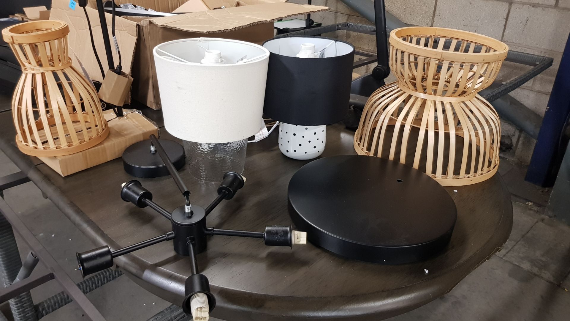 (6O) 13x Mixed Lighting Items. To Include Bamboo Table Lamp Black, Tripod Lamp Black & 3 Light Chro - Image 12 of 13