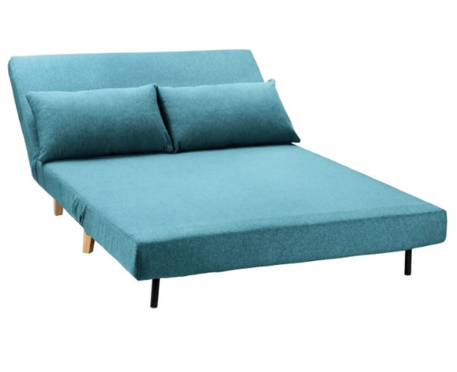 (1D) RRP £295. Freya Folding Sofa Bed Peacock With Two Cushions. Sofa: (H80x W122x D92cm). Bed: (H2 - Image 4 of 15