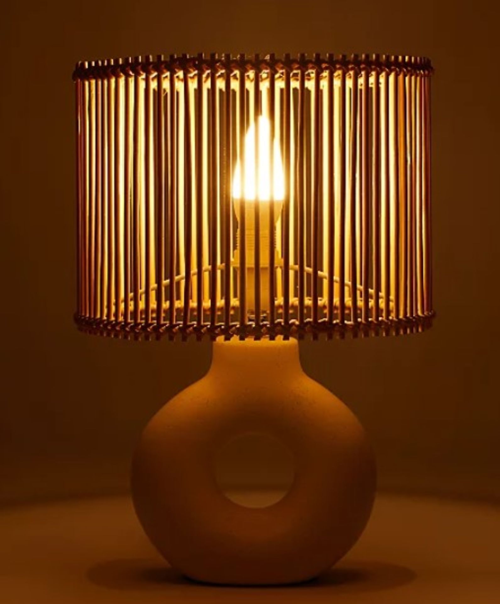 (6L) 13x Mixed Table Lamps. 4x Grey Basic Lamp. 4x Pebble Lamp Yellow. 4x Cylinder Wood Lamp Natura - Image 3 of 10