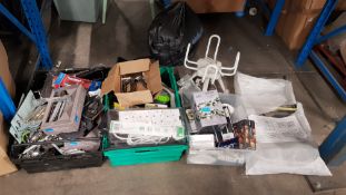 (Lot 346/6F) Contents To Floor. Mixed Lot To Include Chrome Trolley, Cutlery, DIY Items & Solar Lig