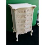 Carved Painted Cream Chest of Drawers