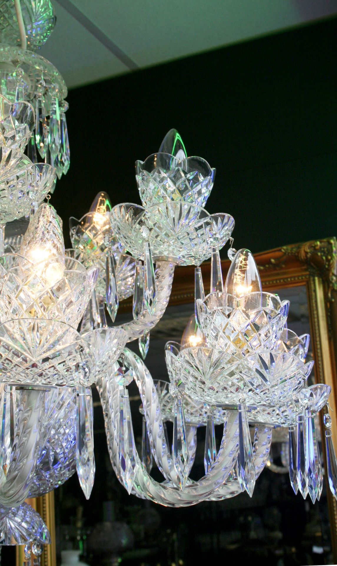 Cut Glass 12 Arm Waterford Crystal Chandelier - Image 6 of 14