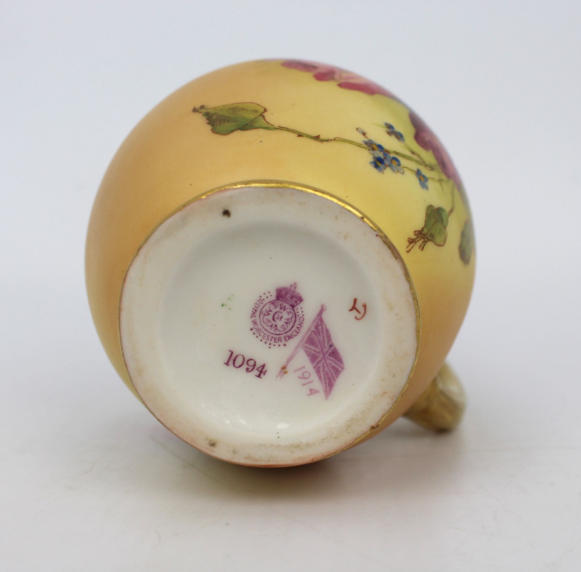 Royal Worcester Floral Blush Jug 1912 - Image 6 of 6