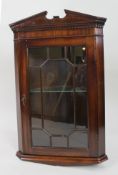Vintage Late 20th c. Mahogany Glazed Corner Cabinet