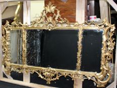 Ornate Gilt Carved Wood Overmantel Mirror
