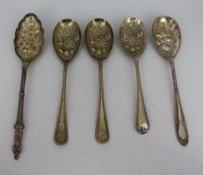 Set of 5 Silver Plated Berry Spoons