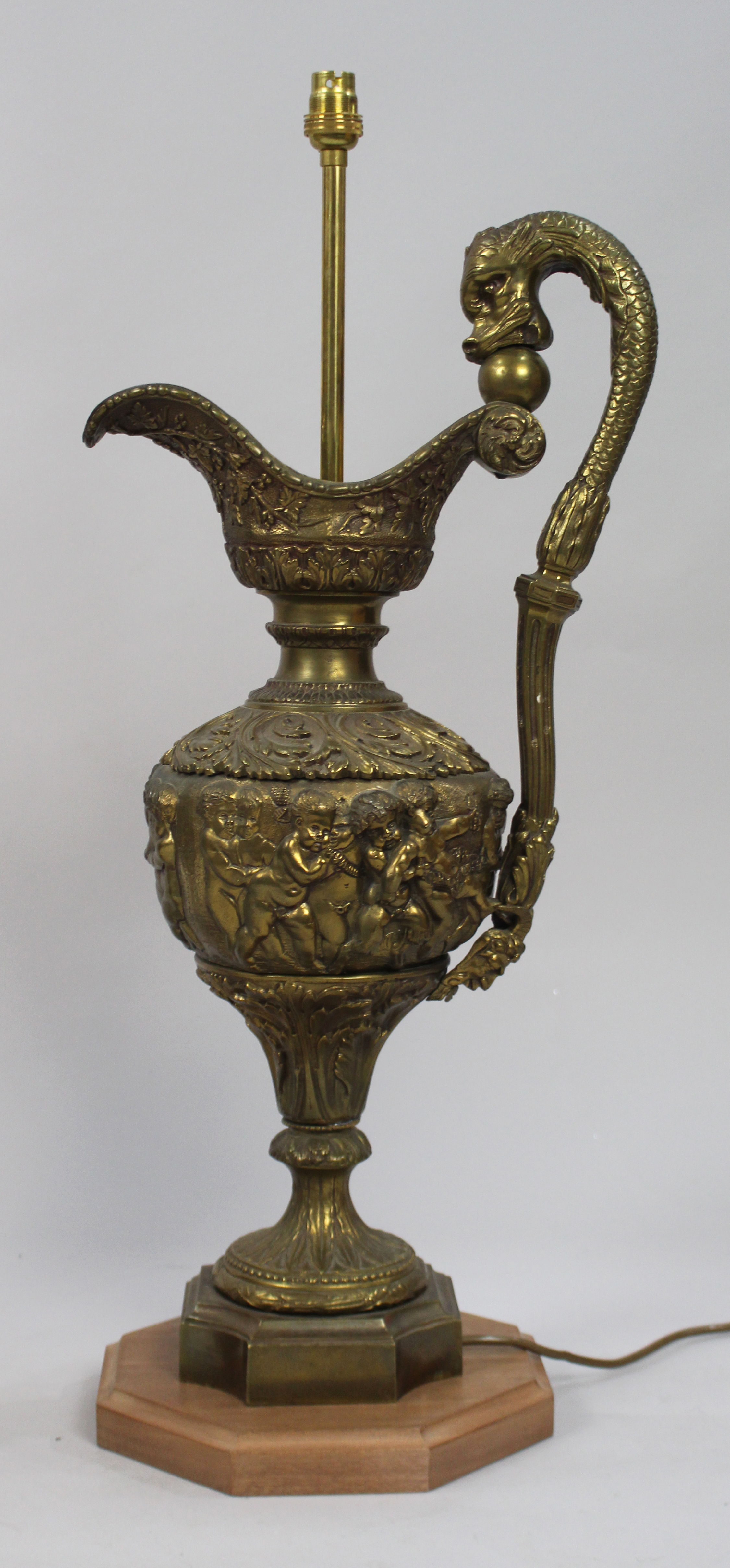 Pair of Large 19th c. Brass Ewer Table Lamps - Image 6 of 8