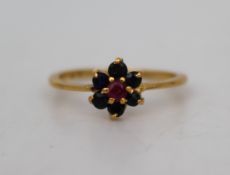 Vintage Ruby & Sapphire Cluster Ring