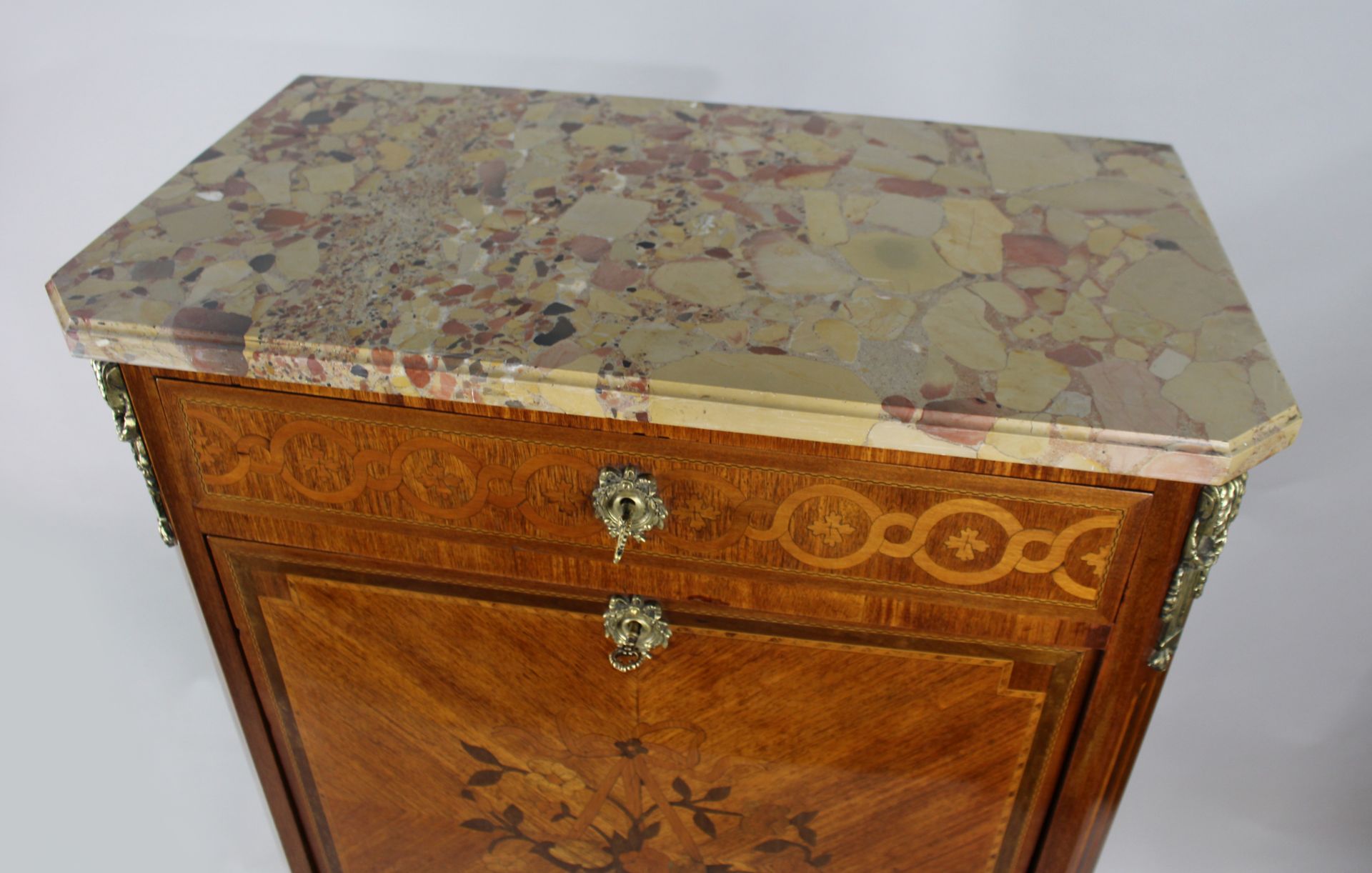 19th c. French Marble Topped Inlaid Escritoire - Image 2 of 7