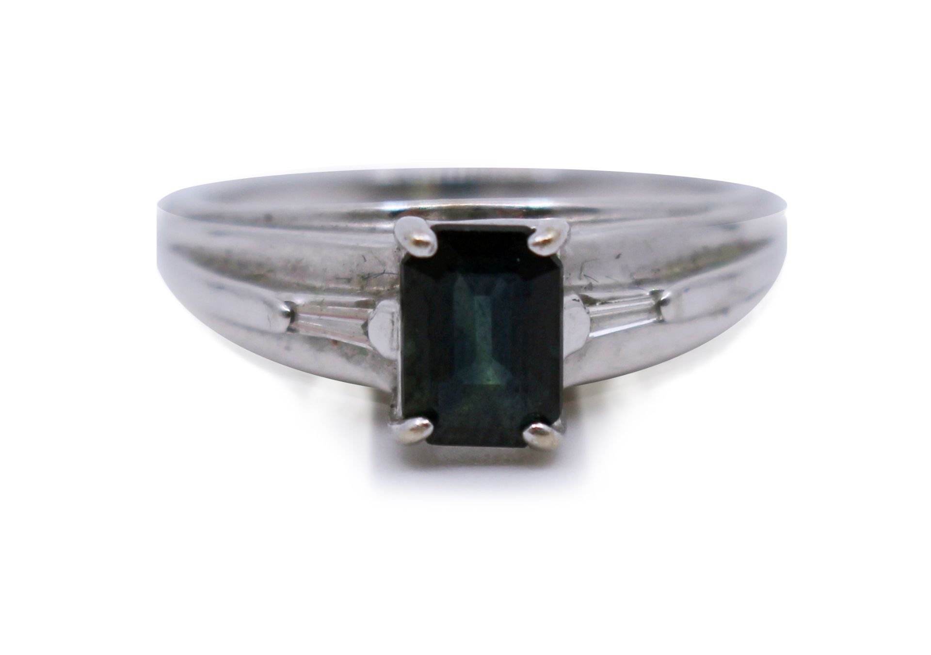 Emerald Cut Tourmaline 14ct White Gold Ring