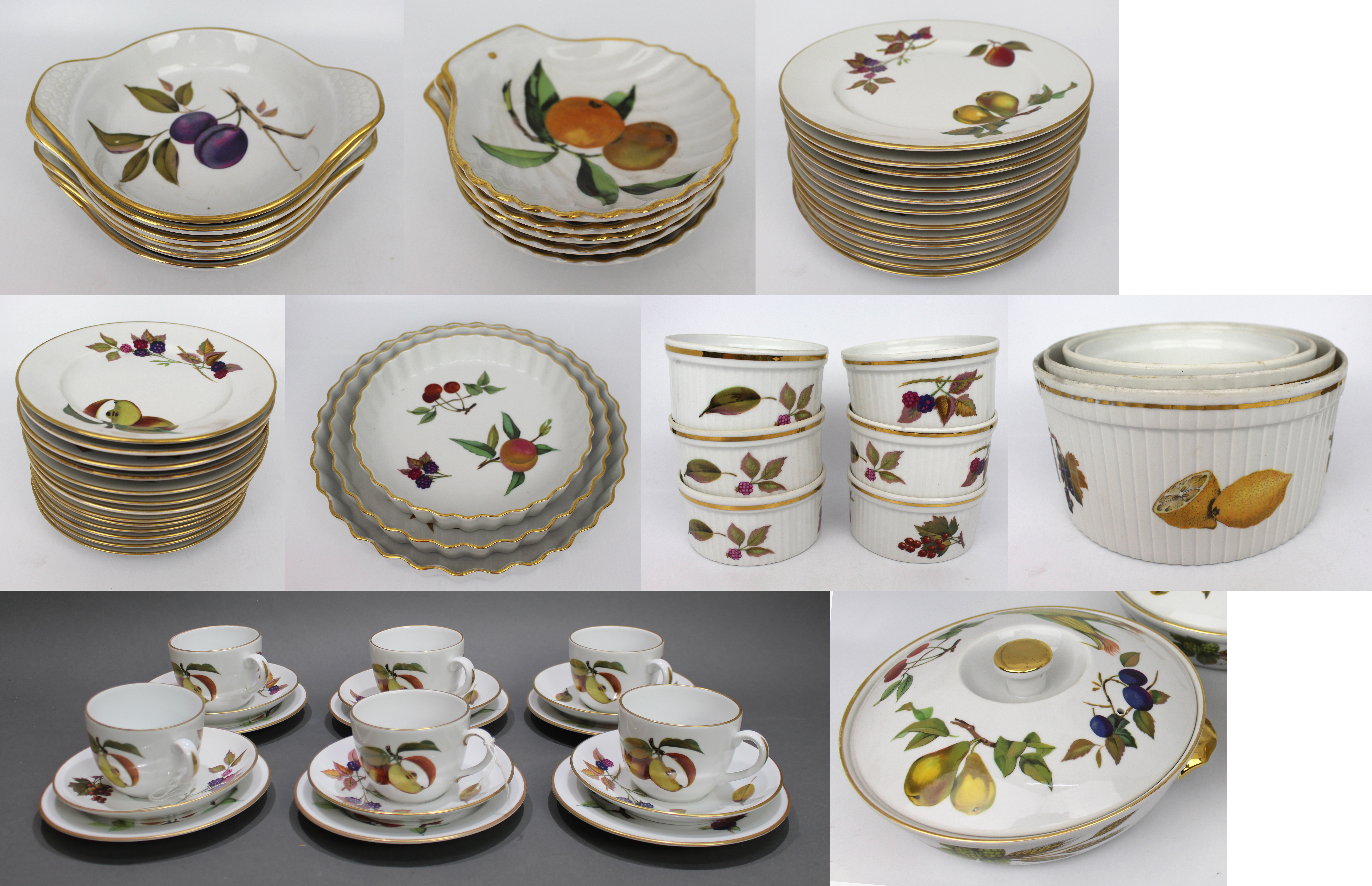 Collection of Royal Worcester Evesham Gold