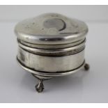 Sterling Silver Velvet Lined Pin Cushion Birmingham 1920