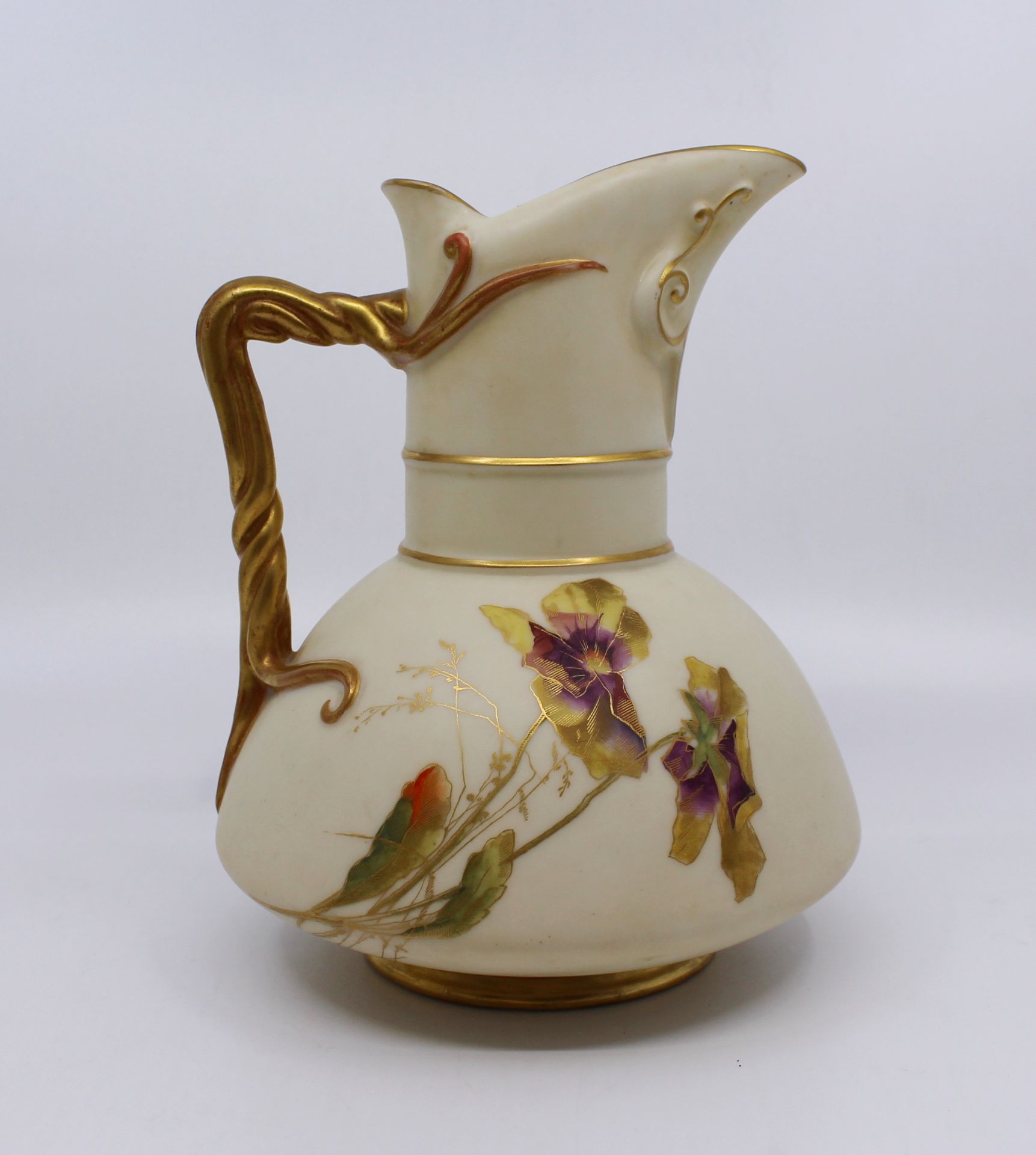 Late 19th c. Royal Worcester Gilded Blush Jug 1891 Model 1378