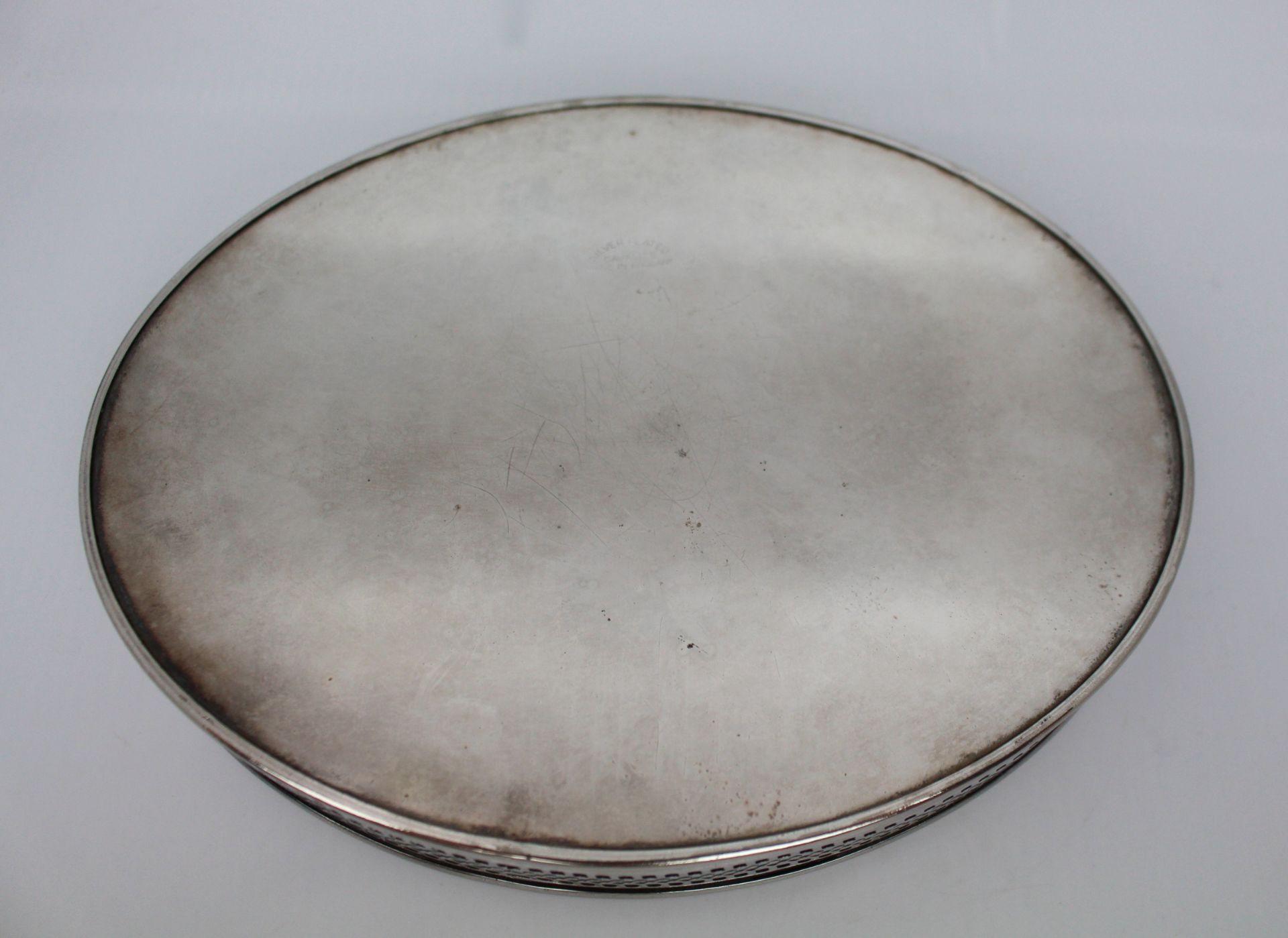 Small Silver Plated Cavalier Galleried Tray - Image 3 of 4