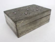 Fine Pewter Opal Inlaid Cigar Box